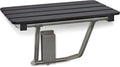 24-inch x 15-inch ADA Folding Wall Mount Bathroom Shower Seat Bench, Black Slatted Phenolic Seat