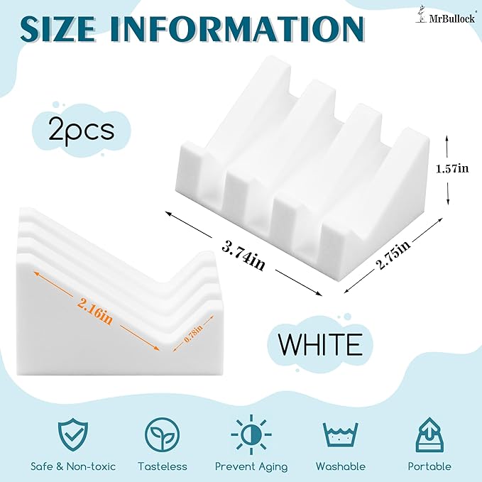 Silicone Soap Dish for Bar Soap Holder for Shower Bathroom Self Draining Waterfall Drying Tray Keep Soap Bars Dry Clean & Easy Cleaning (Black White, 2)