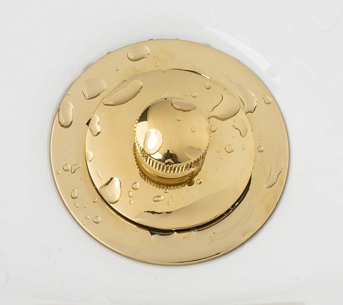 Artiwell Lift & Turn Tub Trim Set with Two-Hole Overflow Faceplate, All Brass Bathtub Conversion Kit Assembly with 2-Hole Overflow Face Plate and Universal Fine/Coarse Thread (Polished Brass)
