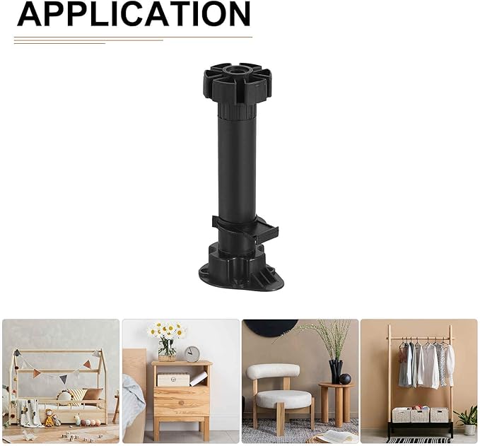 150x46mm(LxW) Adjustable Leveling Feet - 4Pack- Good for Furniture - Leveler Support Frame Replacement Legs - Black