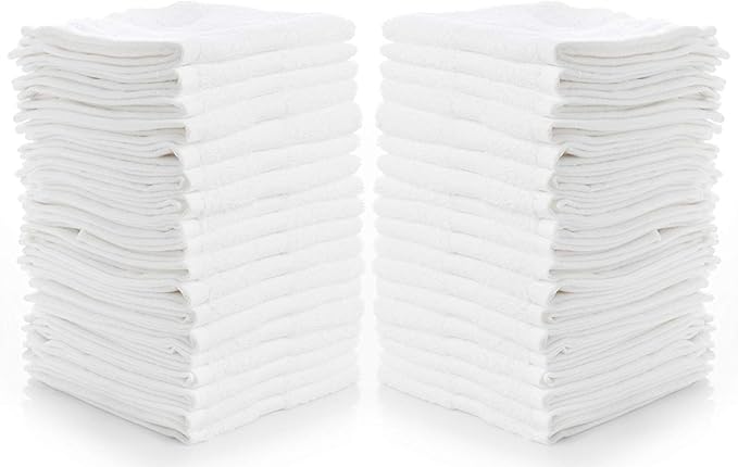 Simpli-Magic 79078 Cotton Washcloths, Pack of 24, 12” x 12”, White