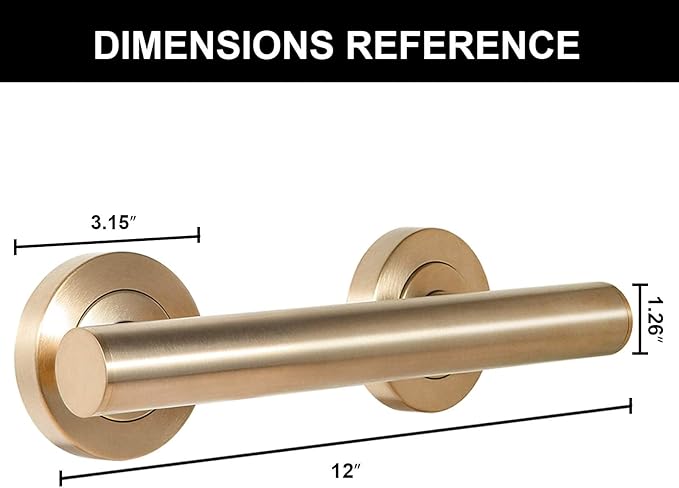 Lava Odoro Shower Grab Bar, Modern Stainless Steel Handicap Grab Bar for Bathtubs and Showers, Shower Safety Bar for Seniors Disabled, ADA-Compliant (Champagne Gold, 12 Inch)