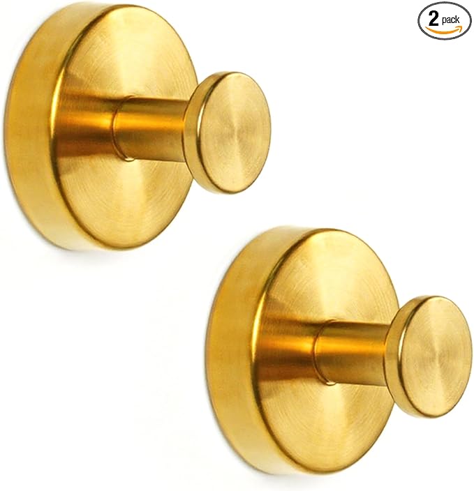 Suction Cup Hooks for Shower, Heavy Duty Wreaths Hangers for Glass Door Window, Towel Hook No Drill Holder on Smooth Wall, Mirror, Tile for Home (2Pcs Gold)