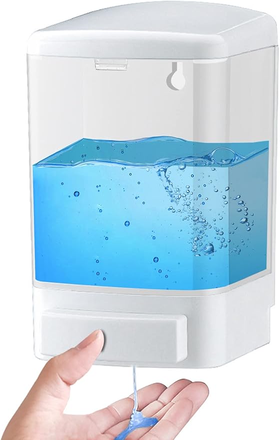 Manual Soap Dispenser Bathroom Kitchen Wall Mounted Commercial Soap Dispenser for Liquid Containers Shampoo Gel Chamber Plastic - (33.8 oz) 1000ml
