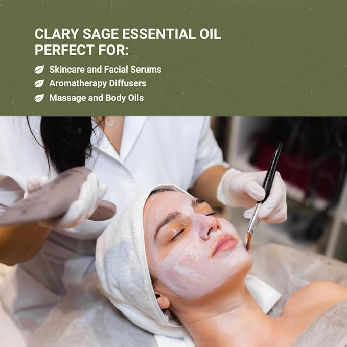 Clary Sage Essential Oil - Direct from France - Steam Distilled - Aceite de Salvia Esclarea for Aromatherapy, Massage, Diffuser, DIY Candle and Soap Making - 8oz