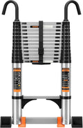 Telescoping Ladder,10.5FT Aluminum Multi-Purpose Collapsible Ladder with Stabilizers and Hooks,Jiashche Portable Extension Ladder for RV or Outdoor Work Silver,330lb Max Capacity