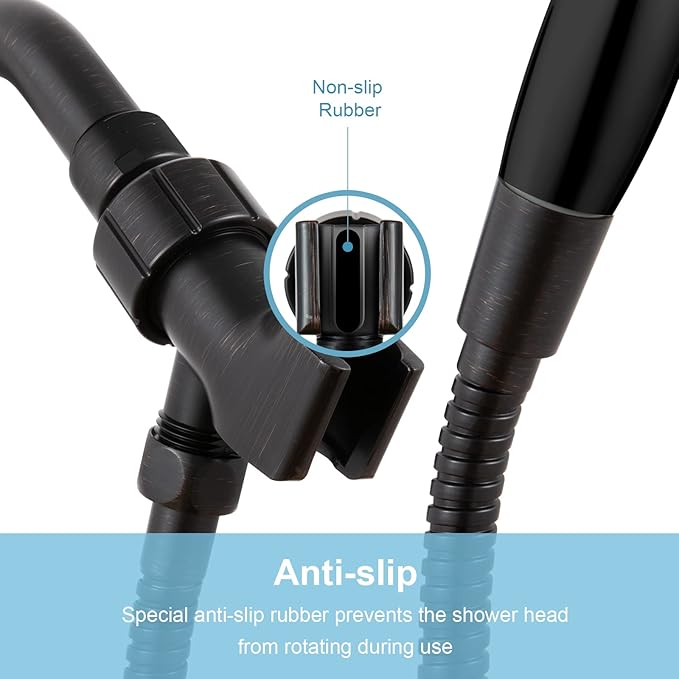 OFFO Shower Head Holder with Solid Metal Ball for Handheld Shower Head, Oil Rubbed Bronze Adjustable Shower Arm Mount for Connecting, 1/2 in IPS Female Inlet and Male Outlet