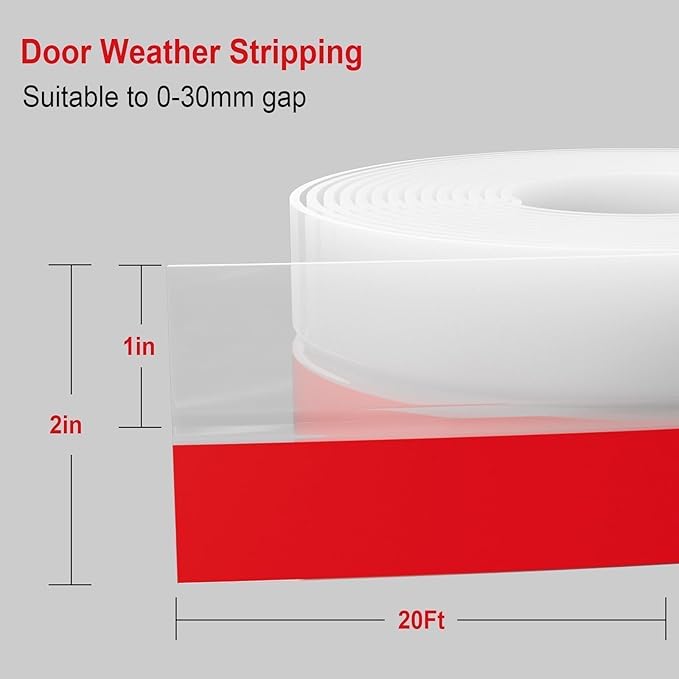 Door Draft Stopper, Silicone Weather Stripping Door Seal Strip, Self-Adhesive Draft Seal Tape for Door Gaps, Soundproof & Energy Saving Weather Seal