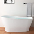 67" Acrylic Freestanding Bathtub, Elegant Skirted Free Standing Tub, Soaking Tub with Integrated Slotted Overflow, Toe-Tap Chrome Drain, cUPC Certified, Glossy White