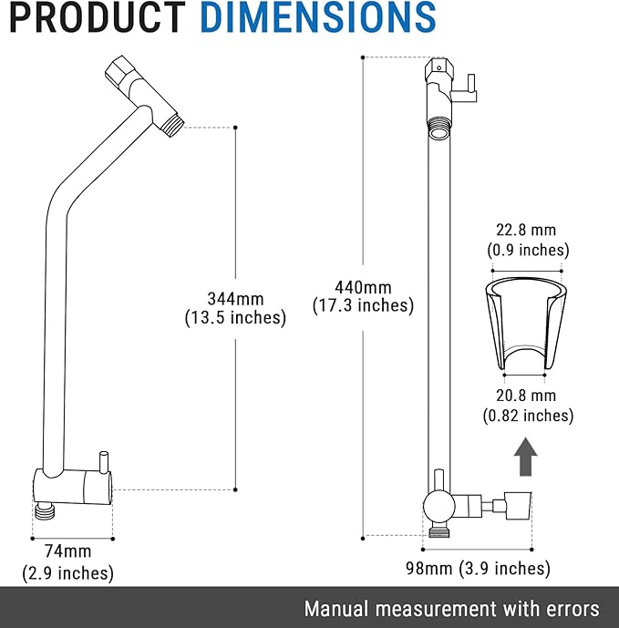 G-Promise All Metal Shower Diverter with Low Holder, Extended 13.5 Inch, 3-Way Diverter Valve with Pause Mode for Handheld and Fixed Shower Heads ∣ 4-Setting Replacement Part (Brushed Nickel)