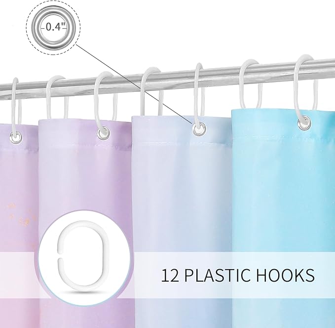Gibelle Abstract Marble Shower Curtain, Watercolor Pink Turquoise Shower Curtain for Bathroom, Modern Ink Art Decor Waterproof Fabric Shower Curtain Set with Hooks, 71x71