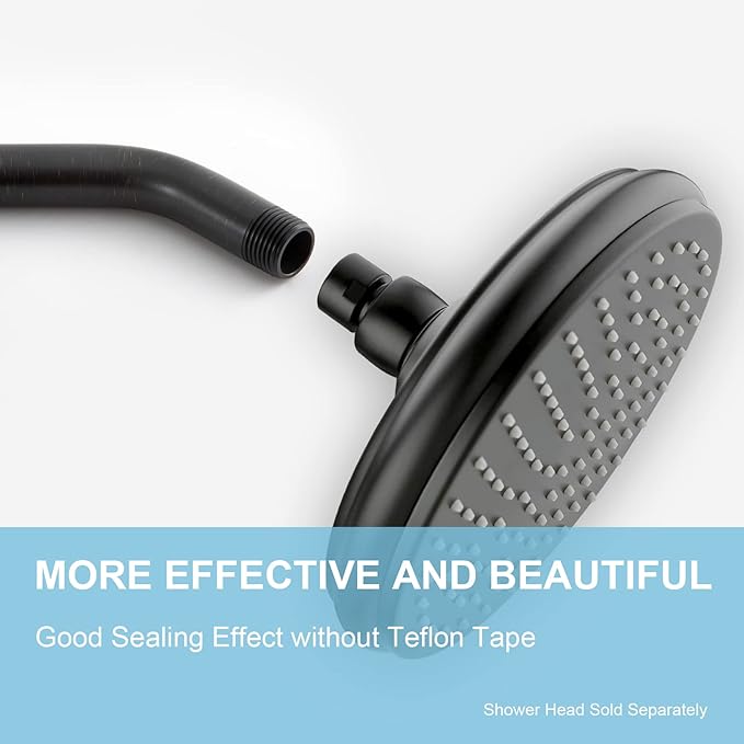 OFFO Shower Arm with Flange, 10 in Oil Rubbed Bronze Wall Mount Replacement Angle Shower Head Arm Wall-Mounted For Fixed Shower Head & Handheld Showerhead