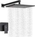 POP SANITARYWARE Matte Black Shower Faucet Set, Bathroom Rainfall Shower System with Stainless Steel Metal Showerhead, Single Function Shower Trim Kit with Rough-in Valve