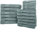Hencely 18-Piece Bath Towel Set - High Absorbency, Quick Drying - 100% Soft Turkish Cotton - 6 Bath Towels, 6 Hand Towels, 6 Washcloths - for Bathroom, Home, Hotel, Spa, and Gym - 18-Pack Dark Green