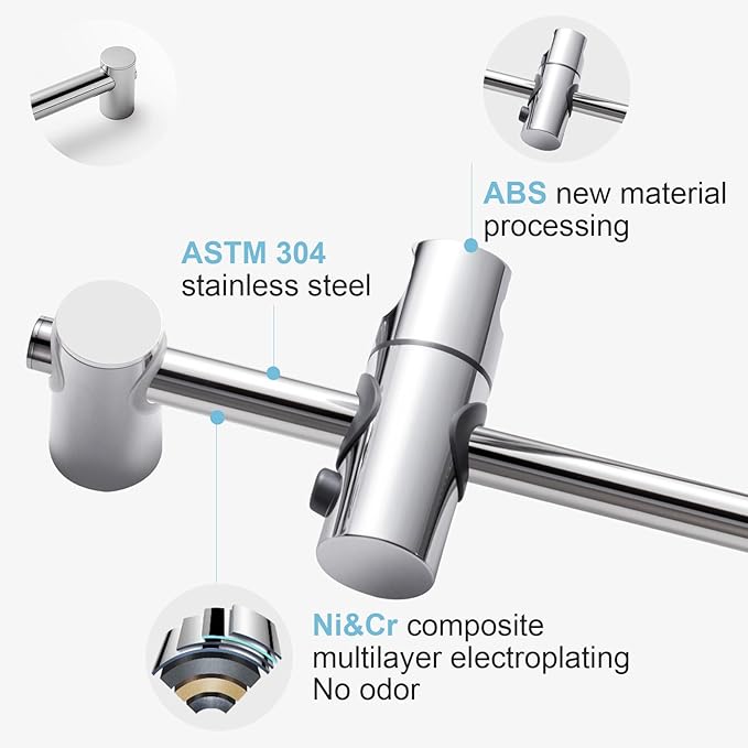 OFFO Shower Slide Bar, 40 in Slide Bar with Adjustable Handheld Shower Head Holder for Bathroom Wall Mounted, Chrome Finish