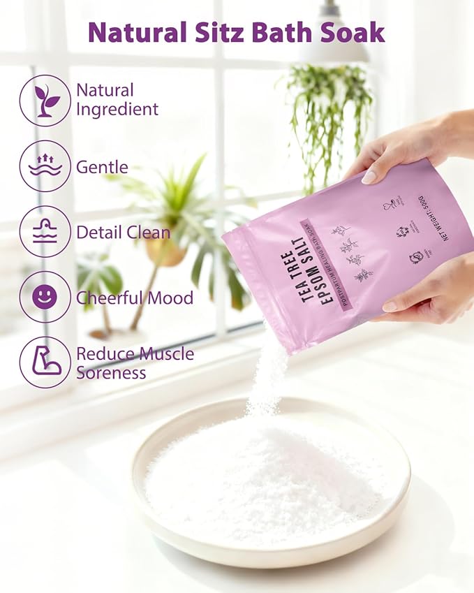 Peri Bottle Sitz Bath Salts Set - New Portable Bidet and Sitz Bath Soak for Postpartum Care, Hemorrhoid Treatment Comfort Relief Faster Recovery