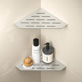 Corner Shower Shelf, 304 Stainless Steel Pentagonal Heavy Duty Floating Corner Sheves Slot Design Recessed Bathroom Shelf for Tiled Wall 2 Pack(Brushed, 8"-2 Pack)