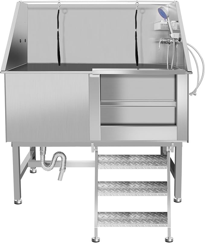 Dog Washing Station Large Dogs Grooming Tub Professional Stainless Steel Dog Bathtubs Bathing Tub Pet Washing Station For Home With Steps