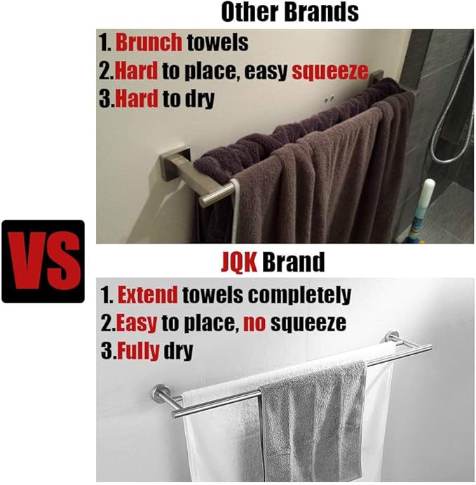 JQK Bath Towel Bar Gold, 39 Inch 304 Stainless Steel Thicken 1mm Towel Rack Bathroom, Towel Holder Brushed Golden Wall Mount, Useable Length 36 Inch, TB110L36-BG
