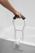 KMINA Bathtub Safety Rail, Padded Non-Slip Grip, Adjustable Grab Bar for Side of Tub, Elderly and Disabled, Fits Over 3.15 Inch Tub Walls, Grey