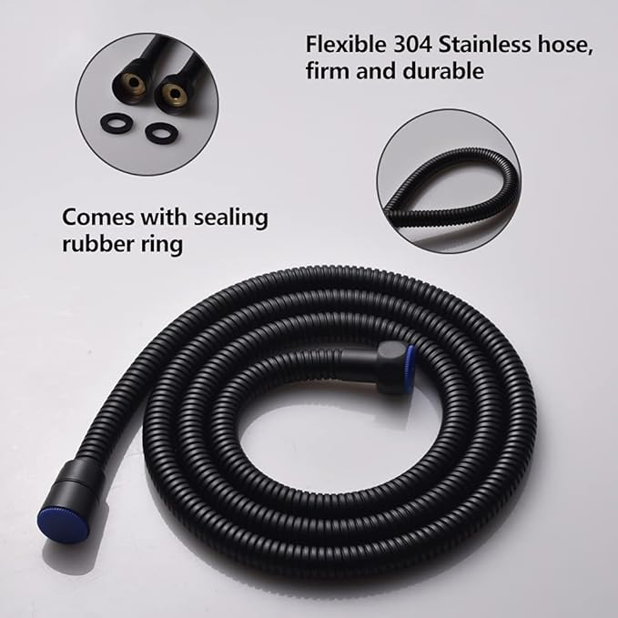 Brass Handheld Shower Head Kit Square Shower Heads with 59'' Stainless Steel Shower Hose And Adjustable Solid Brass Bracket High Pressure Hand Held Shower Head Combo, Matte Black