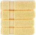 NOVA Luxury Linen - Hotel Quality Turkish Towel Set for Bathroom (4 Pcs Washcloth Set, Sunlight Yellow)