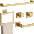 5-Piece Brushed Gold Bathroom Accessories Set – 23.6" Towel Bar, Towel Ring, Toilet Paper Holder & Hooks, Wall Mounted Bathroom Hardware, Rust & Corrosion-Resistant, Ideal for Modern Bathrooms