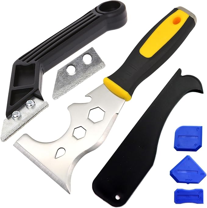 Painters Tool Grout-Caulk Removal-Tool Paint Scraper Tool with Caulking Silicone Pads - Caulking Repair and Finishing Tool Kit
