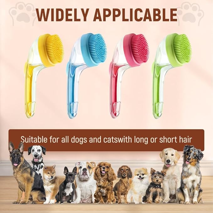 Dog Bath Brush, Pet Grooming Massage Scrubber for Long and Short Hair, 2025 Model (red)