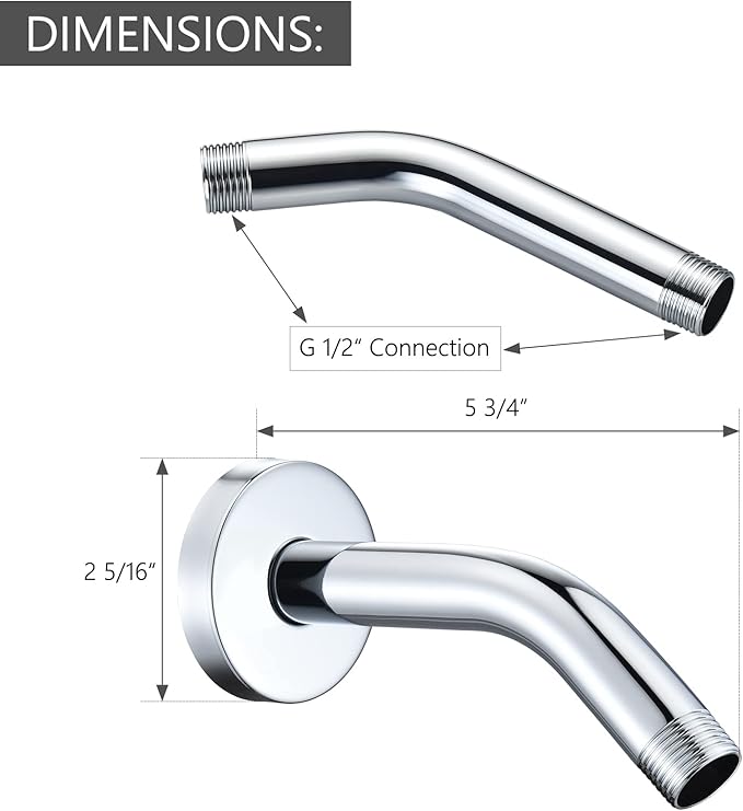 Wall Mounted Extention Shower Arm (Sold with Shower Arm Flange) for U4993-PK 6-inch, Chrome