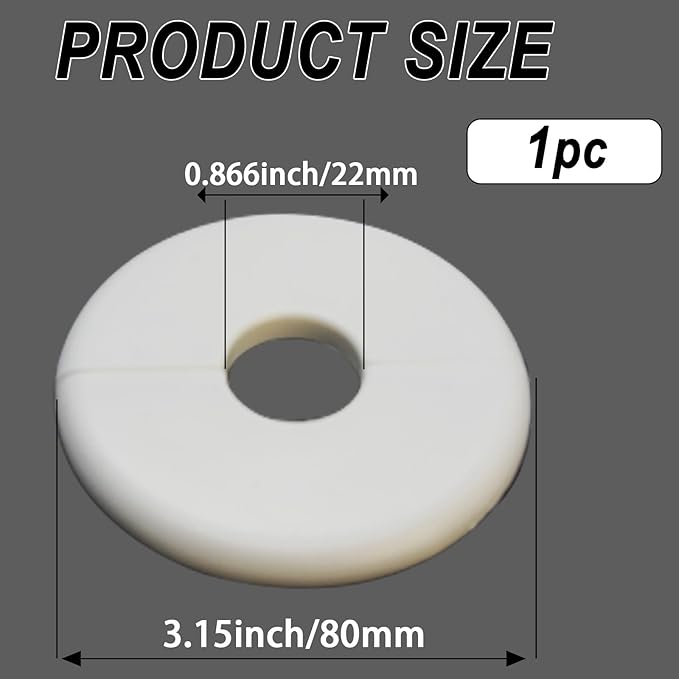 1 Pack Wall Split Flange for 0.87 Inch/22mm OD Pipe ABS Escutcheon Plate Self-Adhesive Round Plumbing Cover Plates for Water Pipe Faucet Decoration, White
