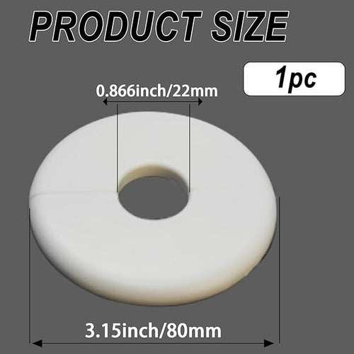 1 Pack Wall Split Flange for 0.87 Inch/22mm OD Pipe ABS Escutcheon Plate Self-Adhesive Round Plumbing Cover Plates for Water Pipe Faucet Decoration, White