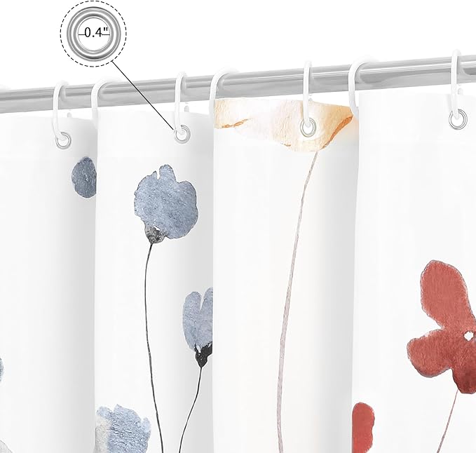 Gibelle Watercolor Floral Shower Curtain, Coral Beige Flower Shower Curtain for Bathroom, Modern Minimalist White Waterproof Fabric Shower Curtain Set 72x72 Inch