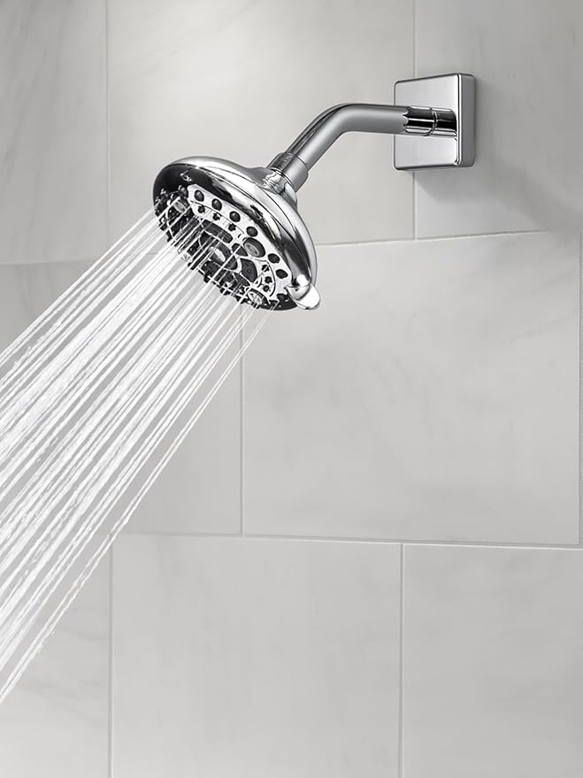 G-Promise All Metal 6-Inch Shower Arm with Flange, Wall-Mounted Stainless Steel Shower Pipe Replacement for Fixed and Handheld Shower Heads, Chrome