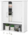 VINGLI Bathroom Wall Cabinet 21"x8.5"x25" Modern White Medicine Wall Mount Bathroom Cabinet Organizer Over The Toilet Storage with 2 Doors 1 Adjustable Shelf for Restroom Laundry Room Home Furniture