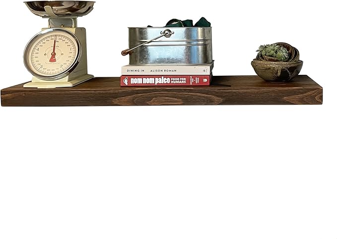 joelsantiques 42 Inch Wooden Floating Shelves for Wall - 42x10x2 in - Made of Natural Wood - Long Heavy Duty Rustic Wall Shelves for Bedroom - Perfect for Living Room, Kitchen - Medium Brown