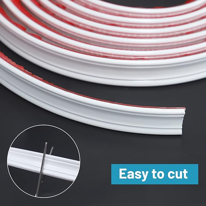 Flexible Trim Caulk Strip Wall Moulding Trim, 1 in x10 Ft Peel and Stick Trim for Wall Corner Deco, Ceiling, Backsplash Tile Edge, Countertops, Baseboard, Floor(White)