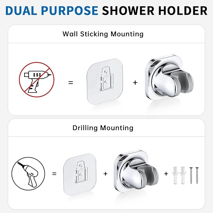 G-Promise Metal Shower Diverter, Handheld Holder Included, 3-Way Diverter for Handheld and Fixed Shower Head ∣3-Settings Universal Bathing System Replacement Part (Chrome)