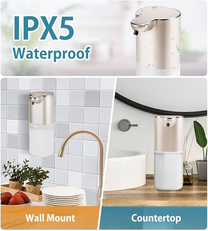 Soap Dispenser, Automatic Foaming Soap Dispenser with 4 Adjustable Volume Control, Touchless Rechargeable Hands Free Auto Soap Pump for Kitchen, Bathroom, Hotel, Restaurant,13.5oz/ 400ml