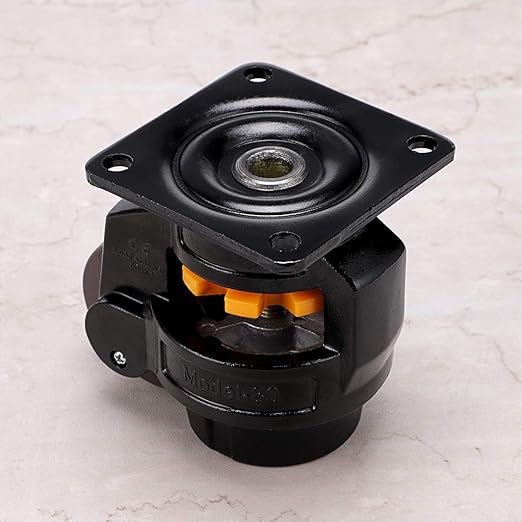 Skelang Leveling Machine Caster Model-80, Large Top Plate Leveling Wheel with Retractable NBR Pad for Heavy Workbench, Electric Equipment, Vending Machine, Total Loading Capacity 3300 Lbs, Pack of 4