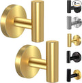 Kruodop Towel Hooks for Bathroom,2 Packs Wall Mount Towel Holder,Gold Matte Wall Robe Hook,Stainless Steel Heavy Duty Door Hanger Towel Hook for Kitchen, Bedroom,Hotel,Pool,Coats and Keys
