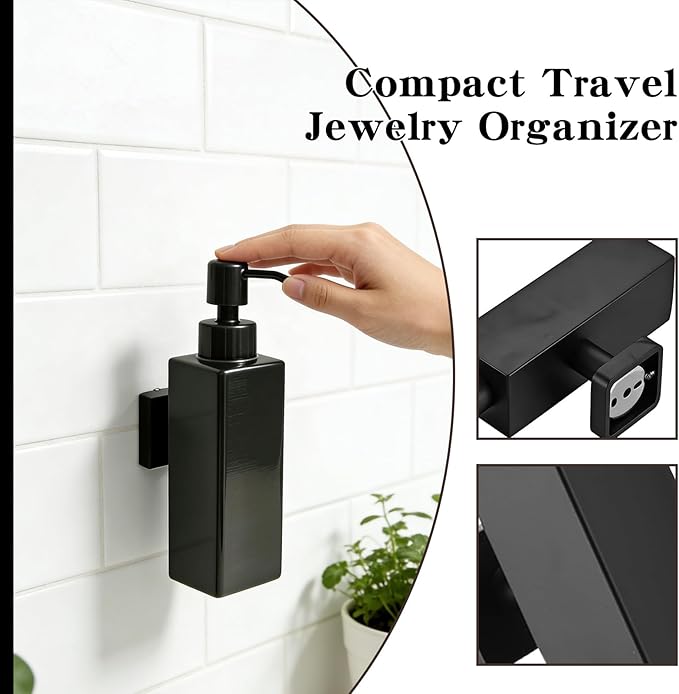 Black Soap Dispenser, Wall-Mounted 304 Stainless Steel Liquid Soap Dispenser for Kitchen and Bathroom