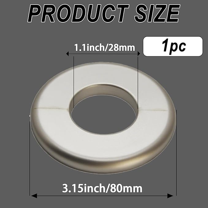 1 Piece Wall Split Flange, Self-Adhesive Escutcheon Plate for 28mm/1.1" Dia Pipe, ABS Round Plumbing Cover Plates for Bathroom Kitchen Toilet Faucet, Gold