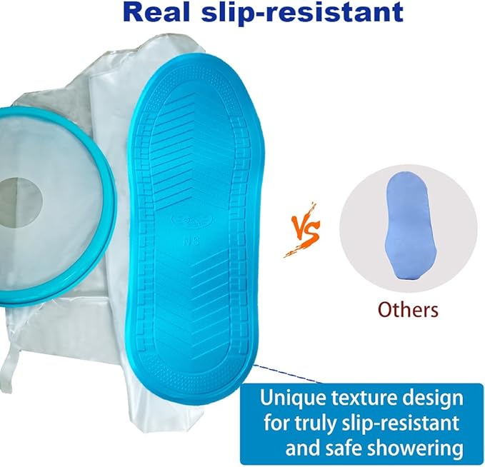 Non-Slip Waterproof Leg Cast Cover for Showering, Reusable Adult Short Leg Cast Protector, Cast Covers for Shower Leg, Cast Bag for Shower, Cast Cover for Showering Foot