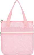 Mesh Shower Caddy Portable Shower Bag for Travel, Gym, Camping – Quick-Dry Hanging Toiletry Organizer with Zipper Pockets for Bathroom Essentials,Pink