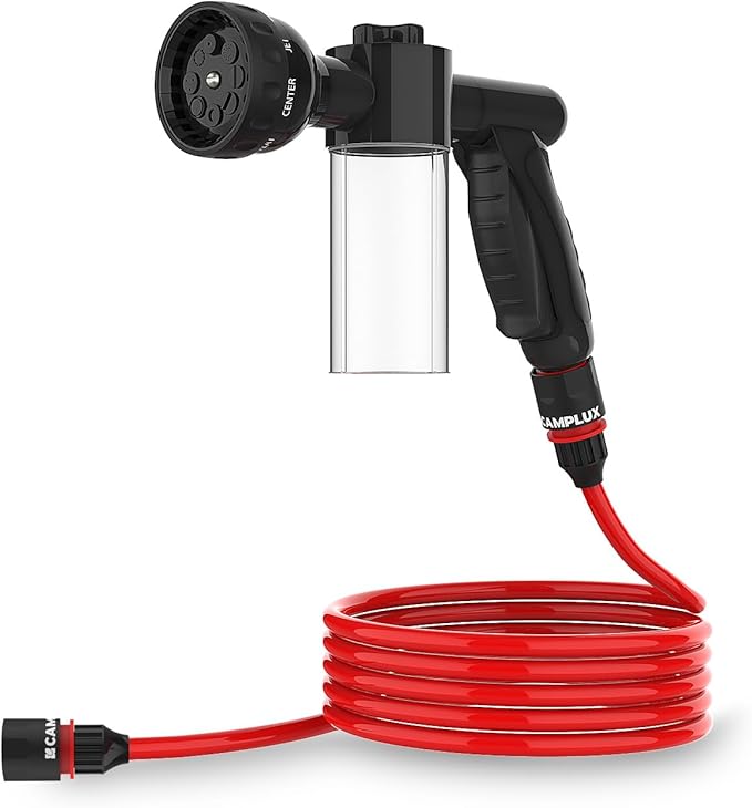 CAMPLUX Pet Washing Hose Attachment with Soap Dispenser, 11.48 FT Hose, 8-in-1 Sprayer Mode for Watering Flowers, Car Wash, Dog and Horse Showering