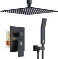 SR SUN RISE 12 Inch Ceiling Mount Matte Black Shower System Bathroom Luxury Rain Mixer Shower Faucet Set Ceiling Rainfall Shower Head System Faucet Trim Repair Kits Rough-in Valve and Trim Included