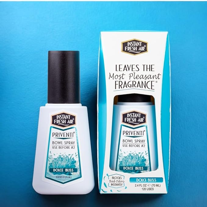 Signature PRIVENTI Toilet Spray, Dolce Bliss Scent Bathroom Spray with Noxban Technology Odor Elimination, Travel Size, Long-Lasting Freshness for Home, Travel or Work, 2.4 Oz. - INSTANT FRESH AIR