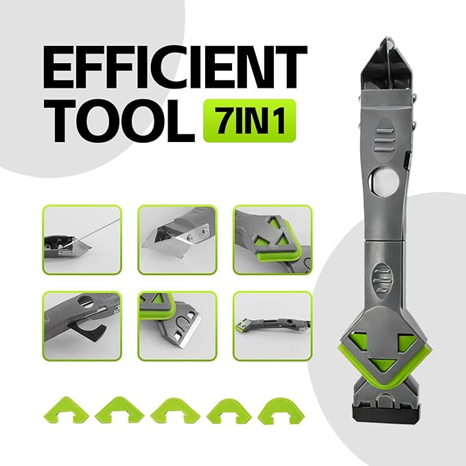 7 in 1 Upgraded Silicone Caulking Tool Kit; Multifunctional Caulk Removal Tools Set,Professional Caulk Scraper Tool for Sealant,Grout and Silicone Smoothing,Silicone Remover for Home Renovation