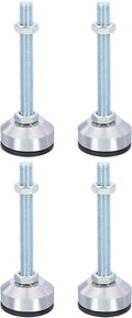 PATIKIL Furniture Leveling Feet 2" Dia Base M12 Thread, 4 Pcs Carbon Steel Adjustable Threaded Furniture Leveler Screw on Leg Leveler with Pads for Desk Chair Cabinet, Black